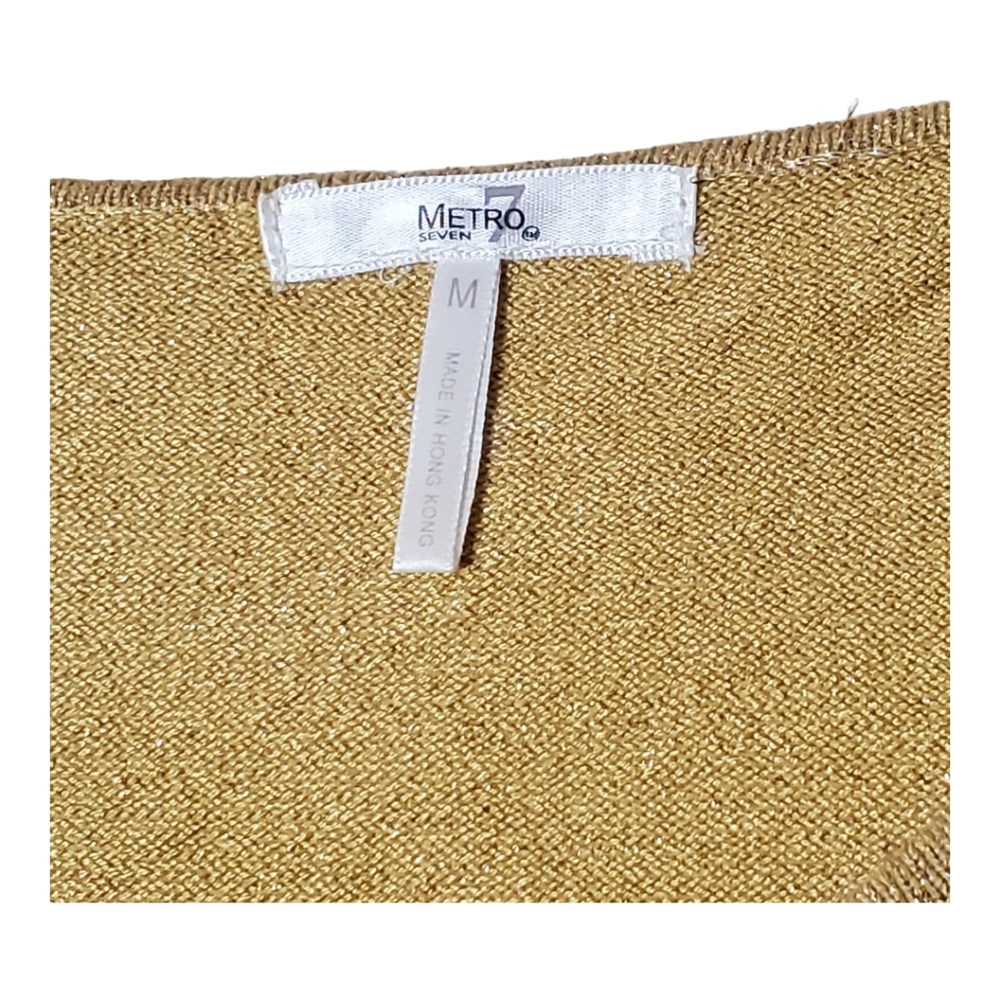 Metallic Gold V-Neck Sweater Metro 7 Seven Medium Mob Mafia Wife - Picture 4 of 6
